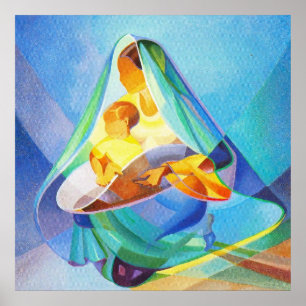 Orientalische Krippe, Maria mit Jesus, Poster