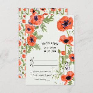 Orientalische Poppies Blumenmuster RSVP Karte