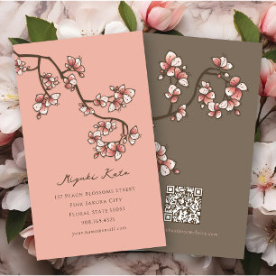 Orientalische rosa Pfirsichblüten Eleganter Chic S Visitenkarte