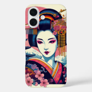 Orientalische Schönheit Geisha Maiko Rosa Sakura B iPhone 16 Hülle