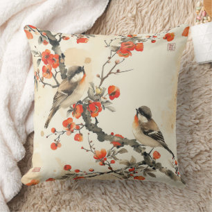 Orientalische Singvögel und Blüten - Traditionelle Kissen