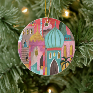 Orientalische Stadt religiöses Weihnachten Keramik Ornament
