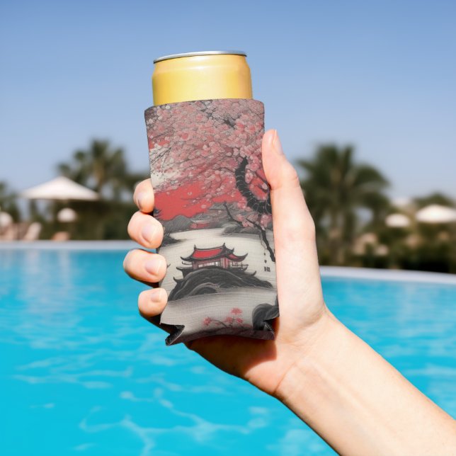 Orientalische Tintenbürste zeichnend Chinesisches  Selters Dosenkühler (In Situ Pool)