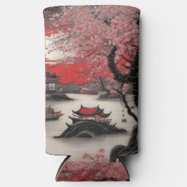 Orientalische Tintenbürste zeichnend Chinesisches  Selters Dosenkühler