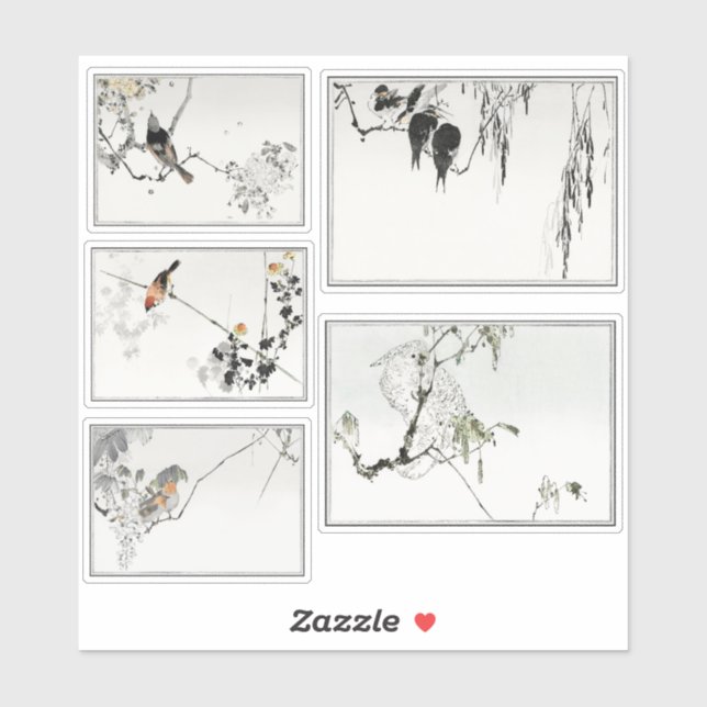 Orientalische Tintenvögel Aufkleber (Blatt)