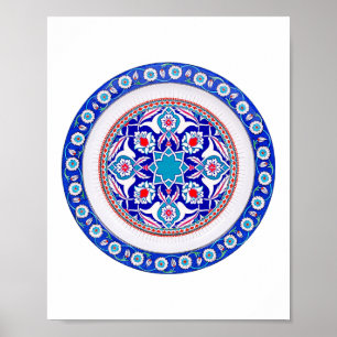 Orientalische türkische Kunst in Blau Poster