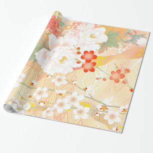 Orientalischer Akzent japanische florale Soft Colo Geschenkpapier
