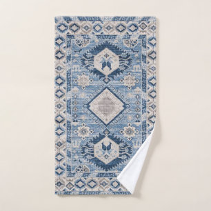 Orientalischer Antik-Blau-Kilim-Teppich Badhandtuch Set