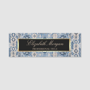 Orientalischer Antik-Blau-Kilim-Teppich Namensschild