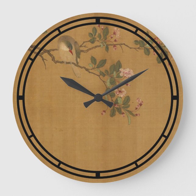 Orientalischer Bird und Blume Große Wanduhr (Vorderseite)
