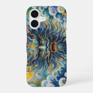 Orientalischer blauer Drache Van Gogh Wolken Mashu iPhone 16 Hülle