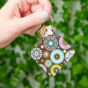 Orientalischer Blumenmuster Schlüsselanhänger