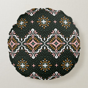Orientalischer Damast: Talavera Vintage-Eleganz Rundes Kissen