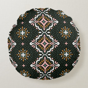 Orientalischer Damast: Vintage-Talavera-Mosaik. Rundes Kissen