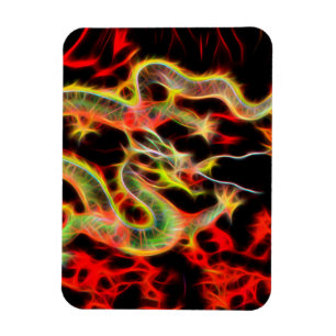 Orientalischer Drache Feuer auf Glücksenergie Magnet