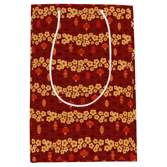 Orientalischer Drache Jahr: Glück und Elegance Sak Mittlere Geschenktüte (Vorderseite)