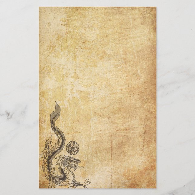 Orientalischer Drache mit Tinte geschwärzt Briefpapier (Vorderseite)