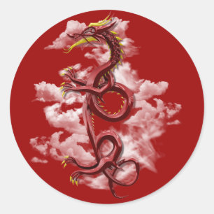 Orientalischer Drache Runder Aufkleber