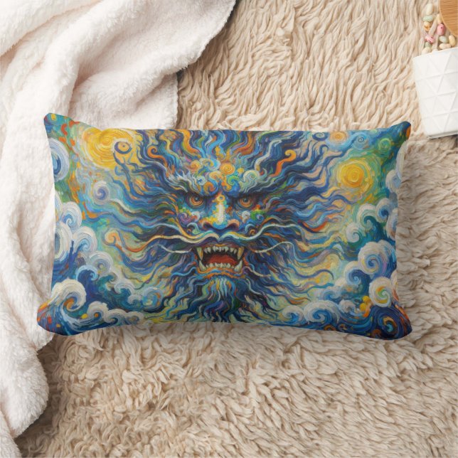 Orientalischer Drache Van Gogh Wolken Mashup Lendenkissen (Decke)