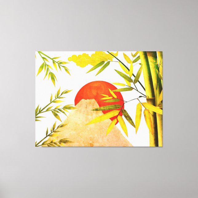 Orientalischer japanischer Aufstieg mit Bambus Leinwanddruck (Vorderseite)
