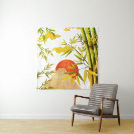 Orientalischer japanischer Aufstieg mit Bambus Wandteppich