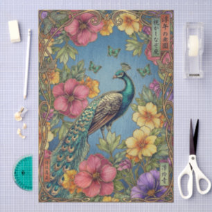 Orientalischer Jugendstil Pfau Botanik Seidenpapier