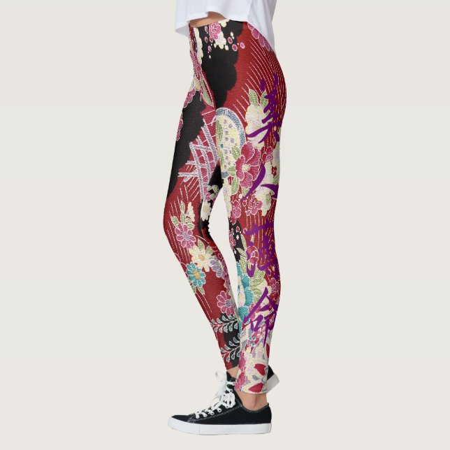 Orientalischer Kimono-Druck Leggings (Links)
