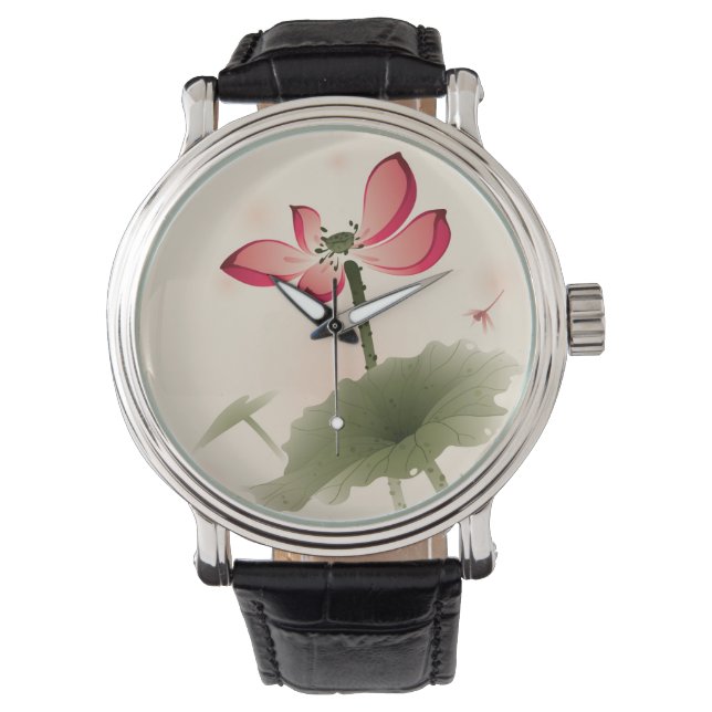 Orientalischer Lotus Armbanduhr (Vorderseite)