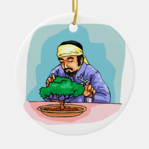 Orientalischer Mann mit Stirnband-Zutat-Bonsais Keramik Ornament