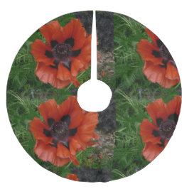 Orientalischer Mohn Polyester Weihnachtsbaumdecke