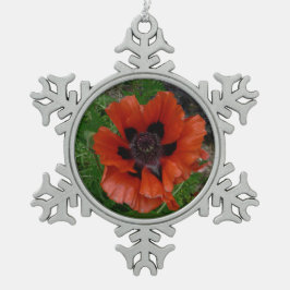 Orientalischer Mohn Schneeflocken Zinn-Ornament