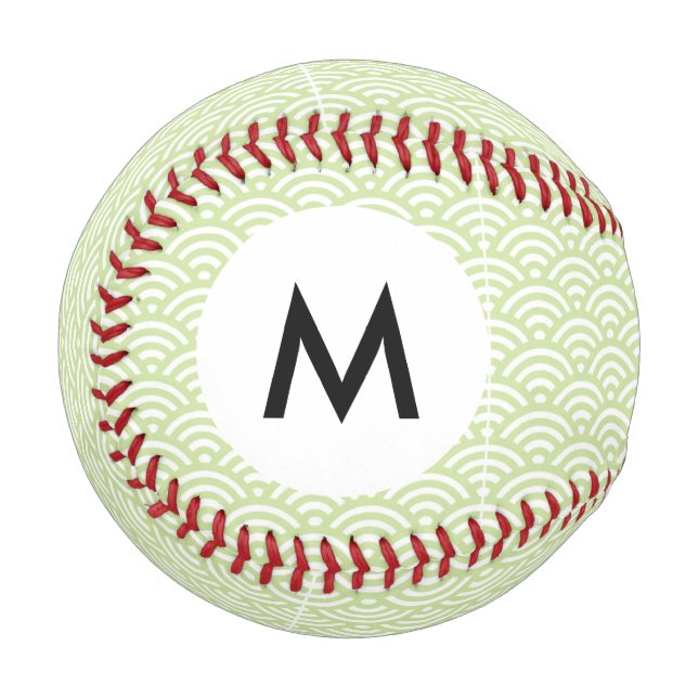 Orientalischer Monogramm-Wellenhintergrund Baseball (Vorderseite Links)