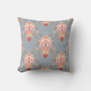 Orientalischer Paisley-Pfauenfeder-Hintergrund Kissen