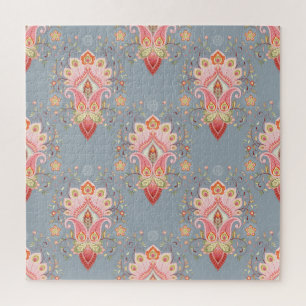 Orientalischer Paisley-Pfauenfeder-Hintergrund Puzzle