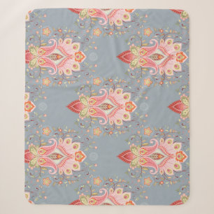 Orientalischer Paisley-Pfauenfeder-Hintergrund Sherpadecke