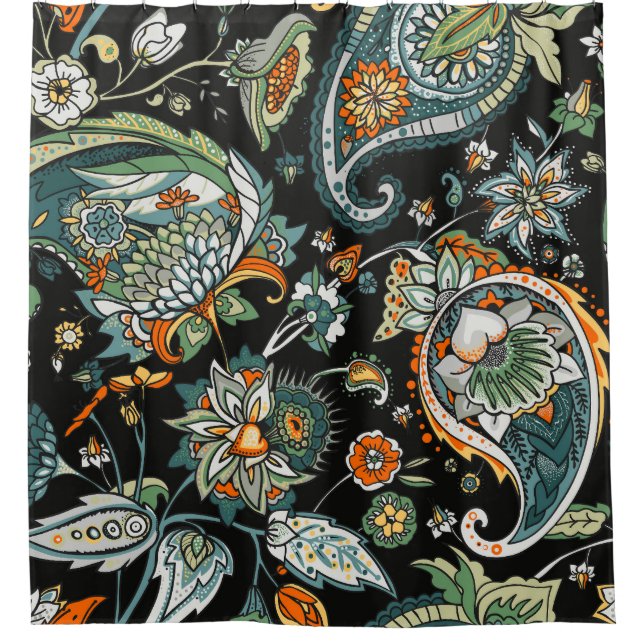 Orientalischer Paisley: traditionelles türkisches  Duschvorhang (Vorderseite)