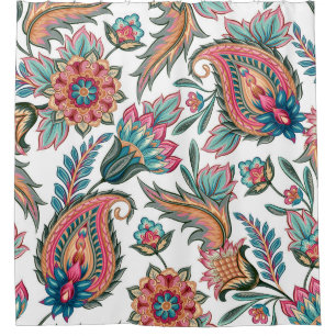 Orientalischer Paisley: Vintage Blütenpracht nahtl Duschvorhang