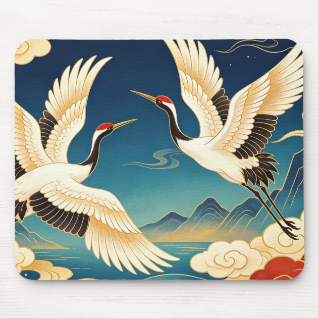 Orientalischer Rotkronenkranich-Mauspad Mousepad (Vorne)