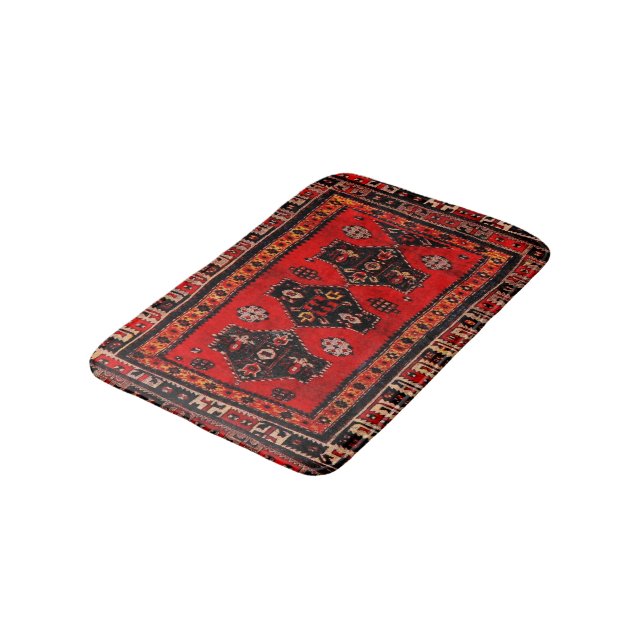 Orientalischer Stammes-Teppichmuster Badematte (Schrägansicht)