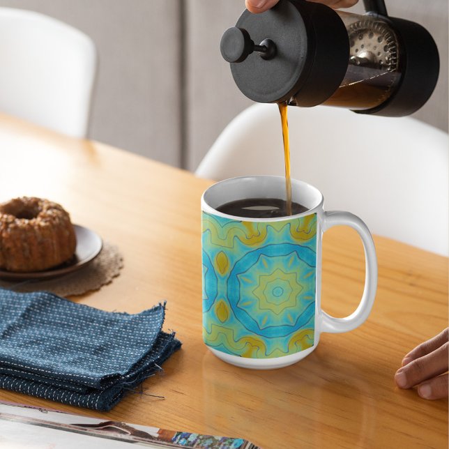 Orientalischer Stern in Blau und Gold Gelb Tasse (Enjoy a great coffee (or tea) in this mug.)