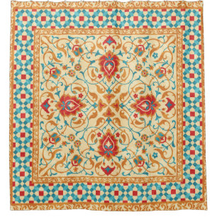 Orientalischer Teppich, Blumenmuster. Duschvorhang
