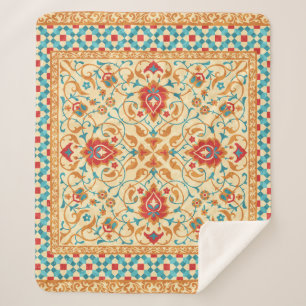 Orientalischer Teppich, Blumenmuster. Sherpadecke
