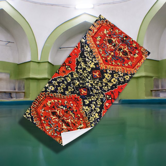 Orientalischer Teppich in Blau und Orange Badhandtuch Set (Von Creator hochgeladen)