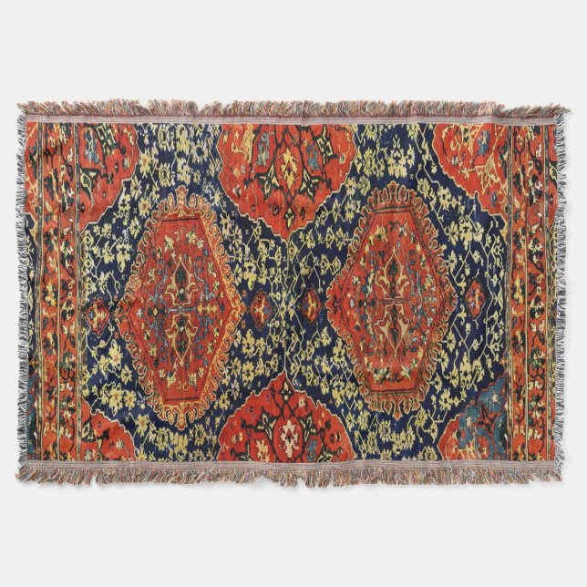 Orientalischer Teppich in Blau und Orange Decke (Vorderseite)