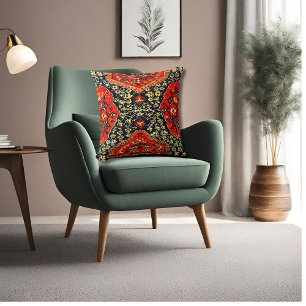 Orientalischer Teppich in Blau und Orange Kissen