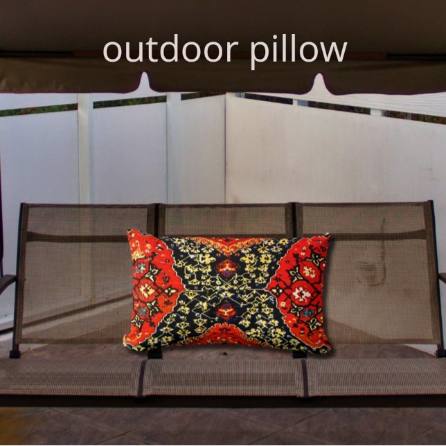 Orientalischer Teppich in Blau und Orange Kissen Für Draußen (Von Creator hochgeladen)