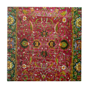Orientalischer Teppich in Rot und Grün Fliese