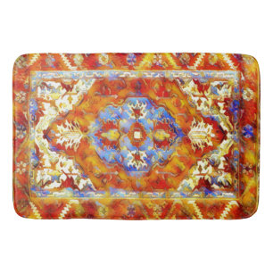 Orientalischer Teppich - orangefarbenes Aquarellbi Badematte