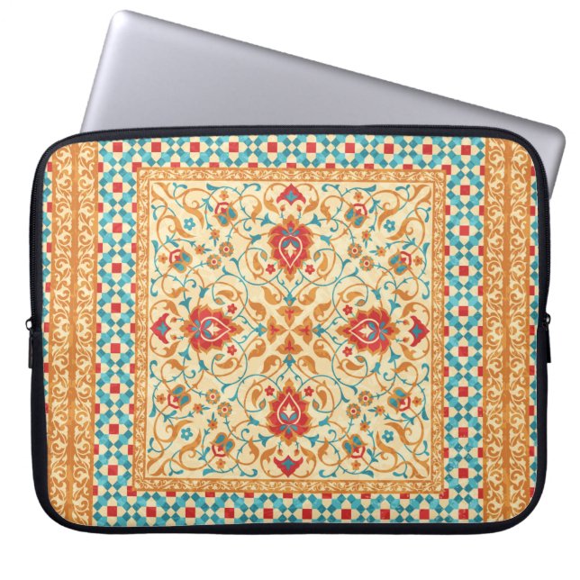 Orientalischer Teppich, verzierte Blumenmuster, St Laptopschutzhülle (Vorderseite)