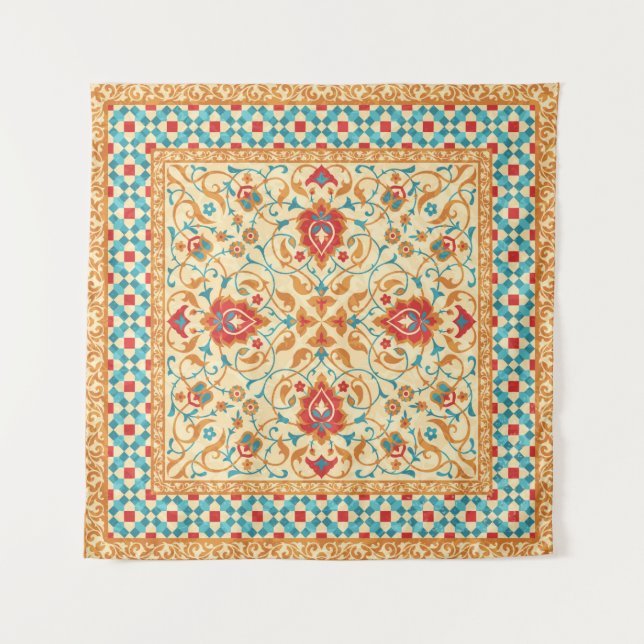 Orientalischer Teppich, verzierte Blumenmuster, St Wandteppich (Vorderseite)